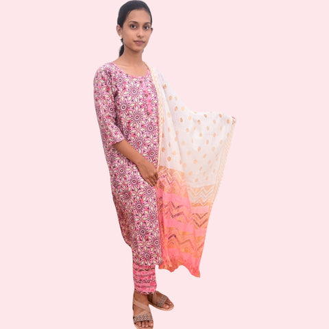 Womens Stylish Cotton Salwar Pant Dupatta Set