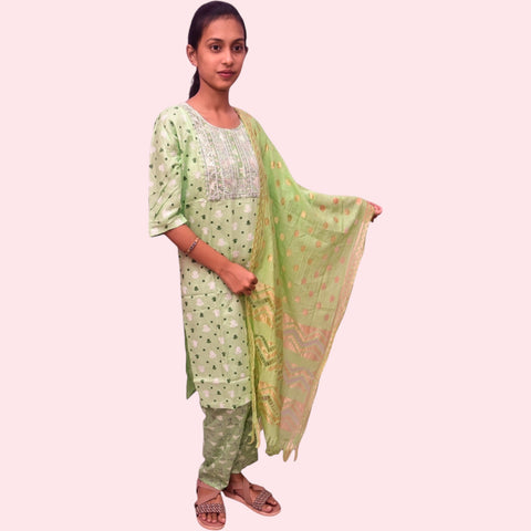 Cotton Salwar Pant Dupatta Set